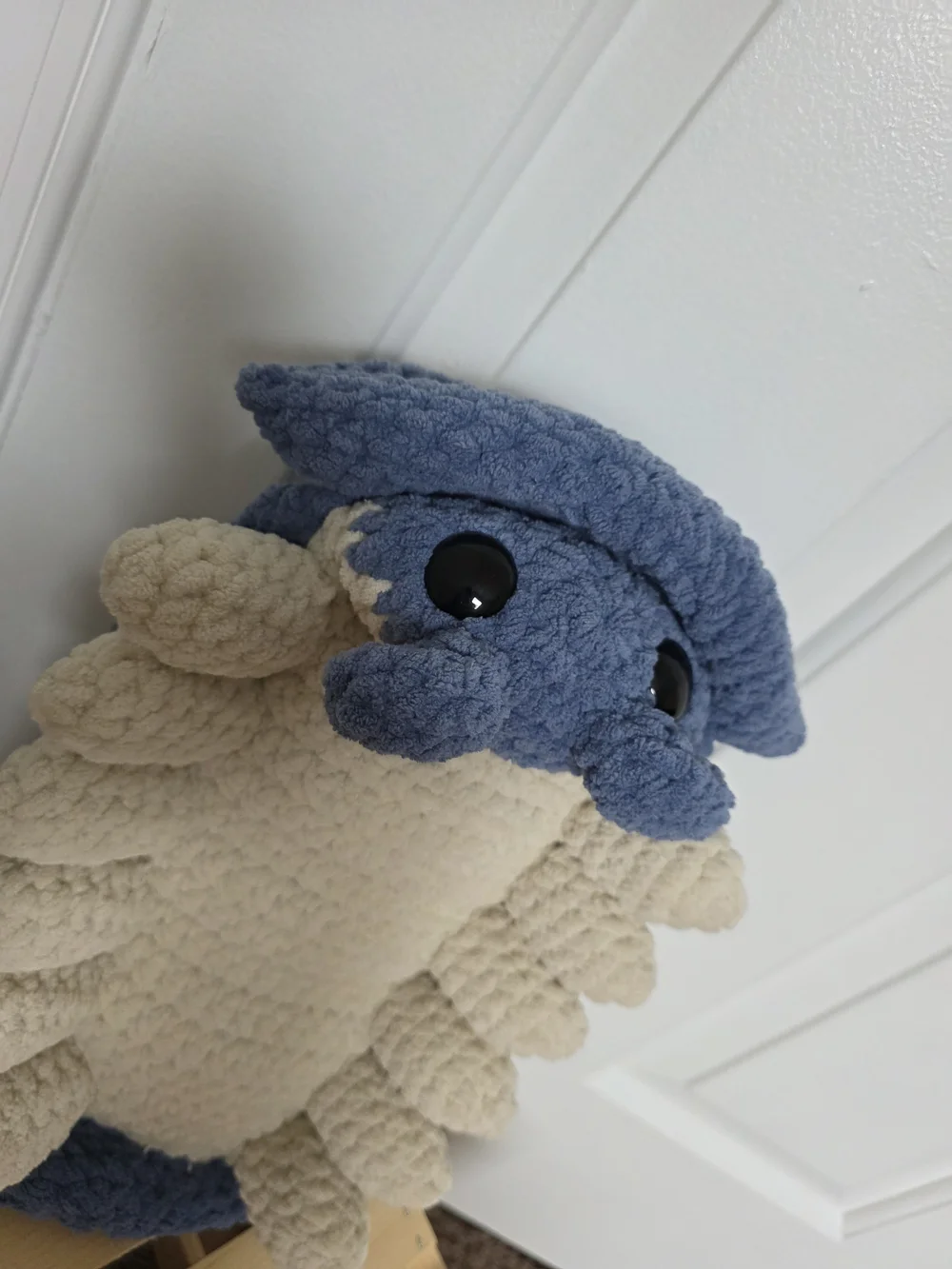 Handmade Plush Blue and Cream Pet Bed by